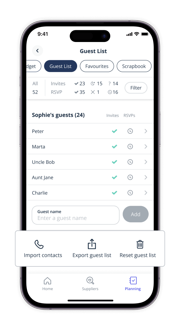 Wedding Planning Guest List Bridebook